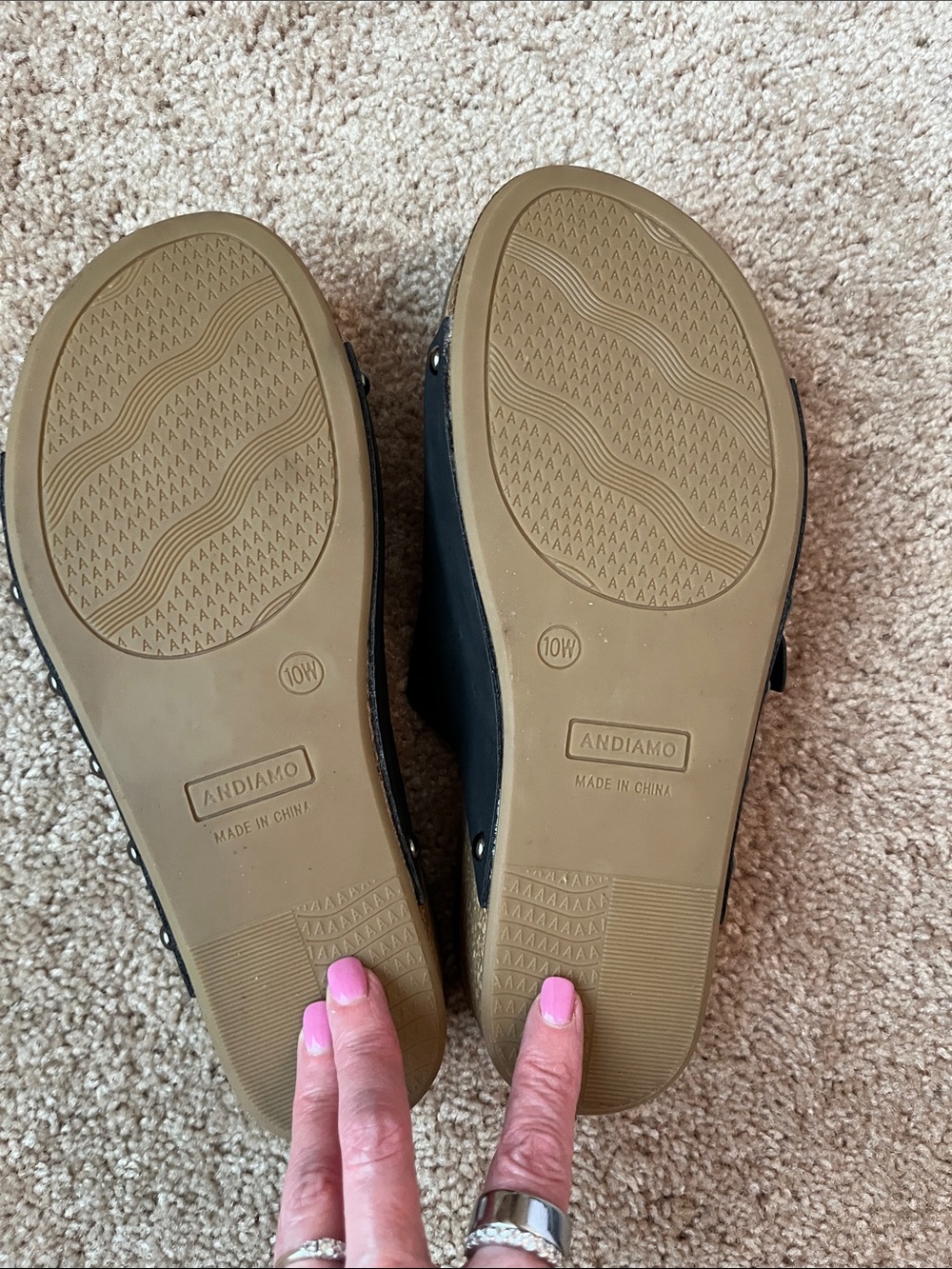 Andiamo Studded Rhinestone Slides - Picture 9 of 9